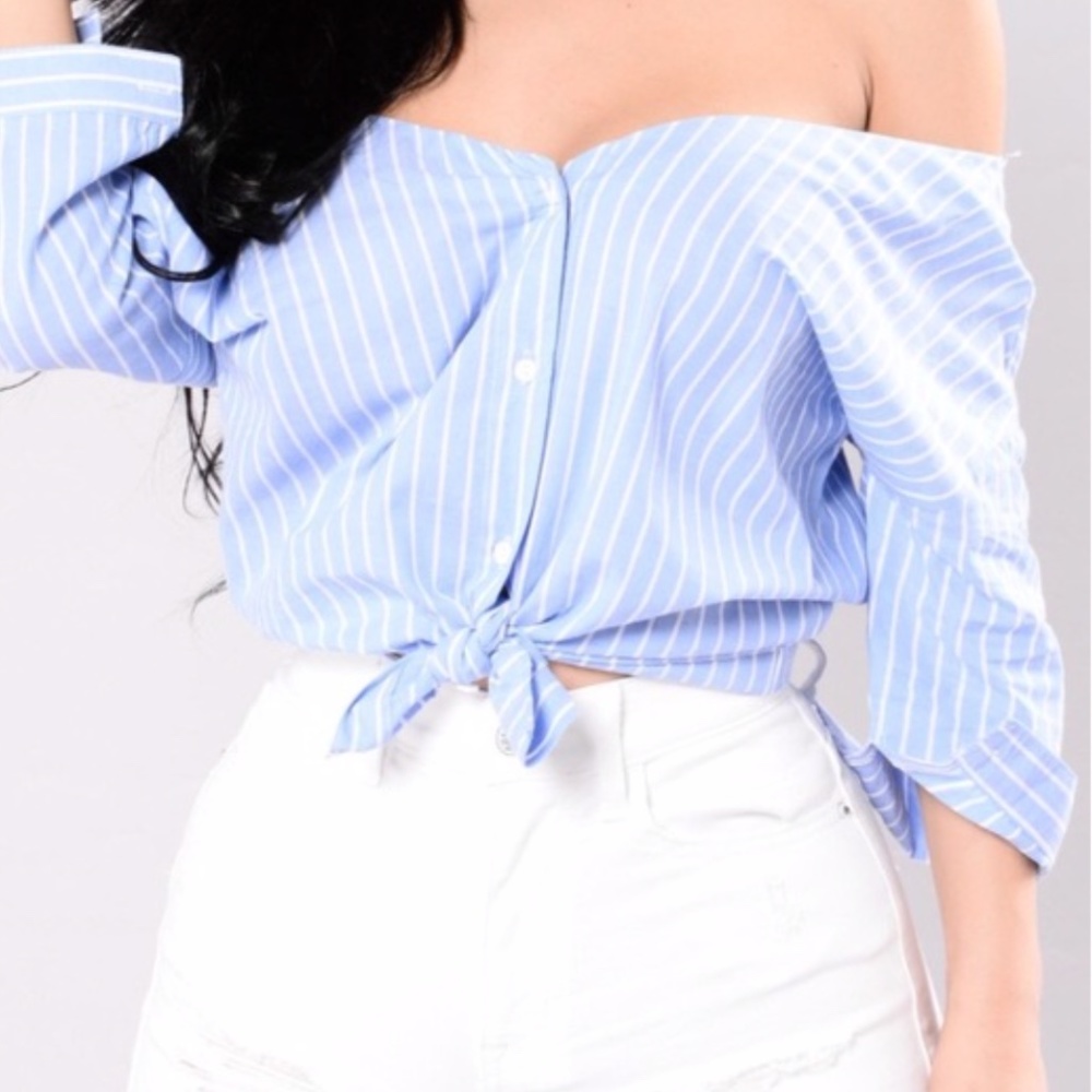 Fashion Nova off-the-shoulder Buttoned Down Top